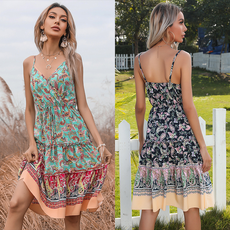 Floral sexy summer European style dress for women