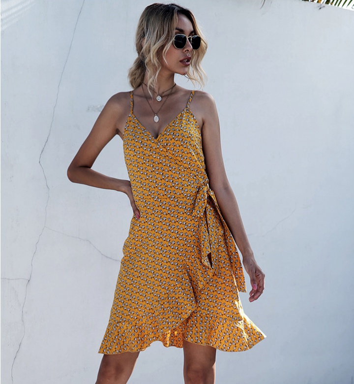 Summer sling European style irregular dress for women
