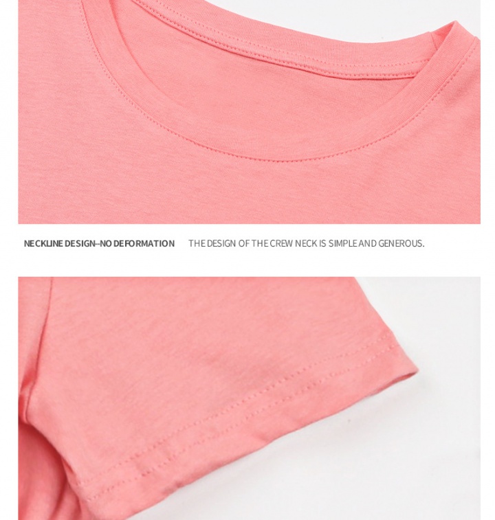Round neck pure European style T-shirt for women