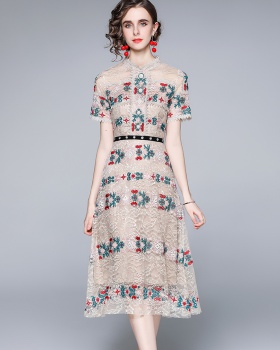 Slim ladies embroidered lace temperament elegant dress