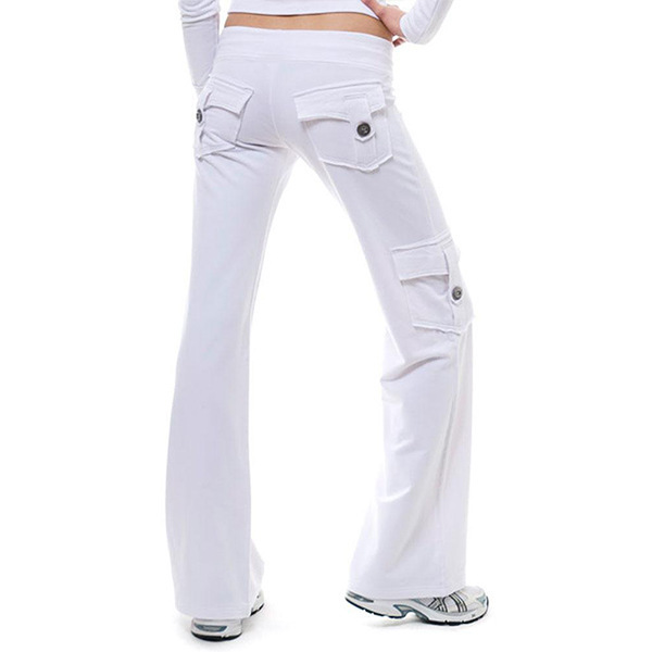 Buckle elasticity pocket European style yoga pants