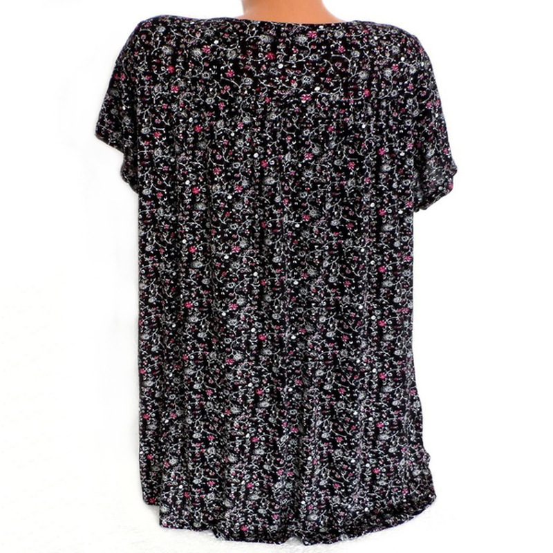 Short sleeve summer loose V-neck printing T-shirt for women