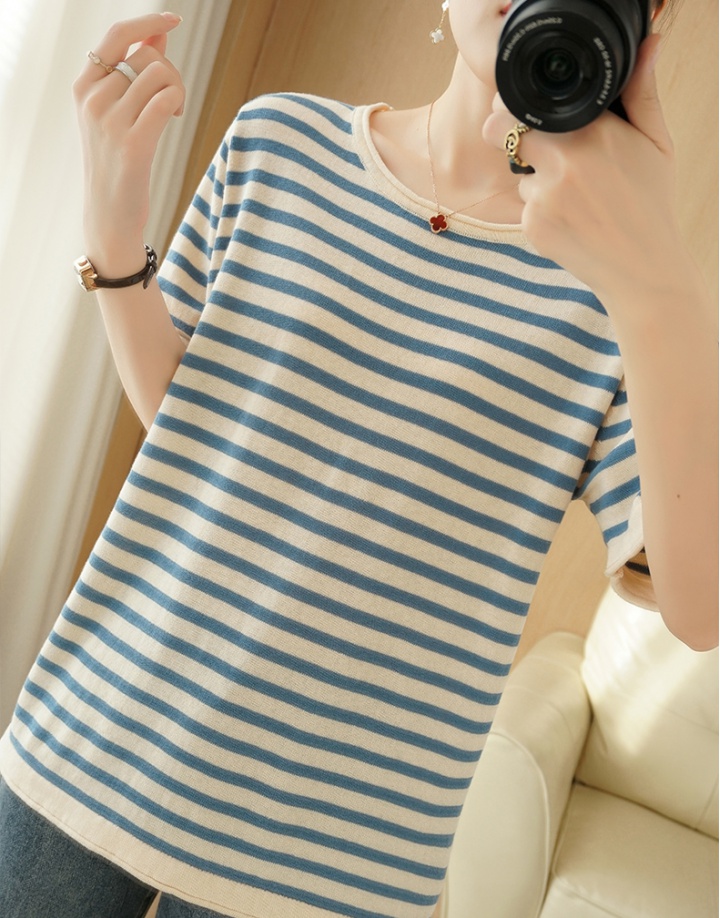 Western style knitted T-shirt loose vest for women