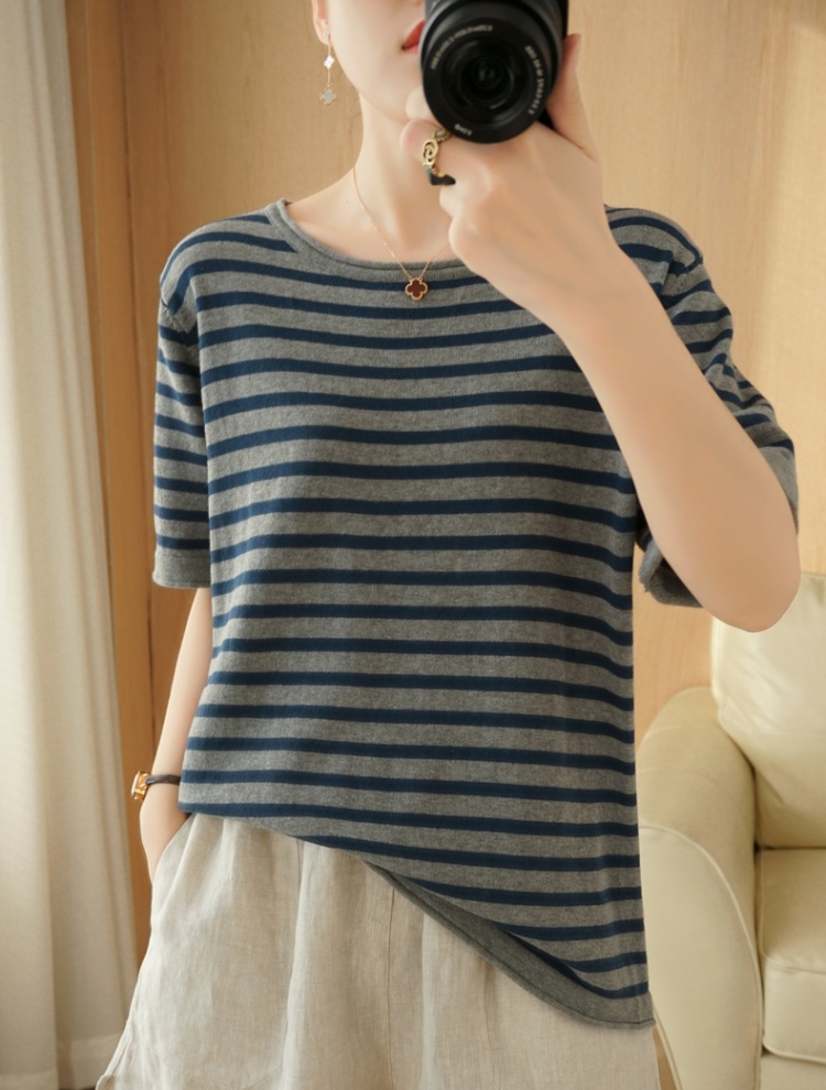Western style knitted T-shirt loose vest for women