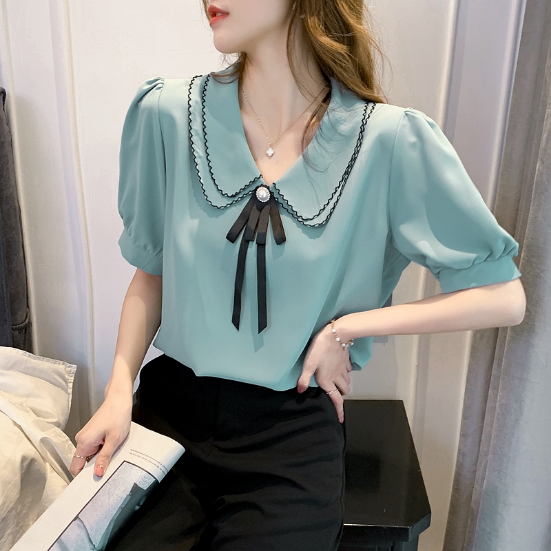 Korean style chiffon shirt double tops for women