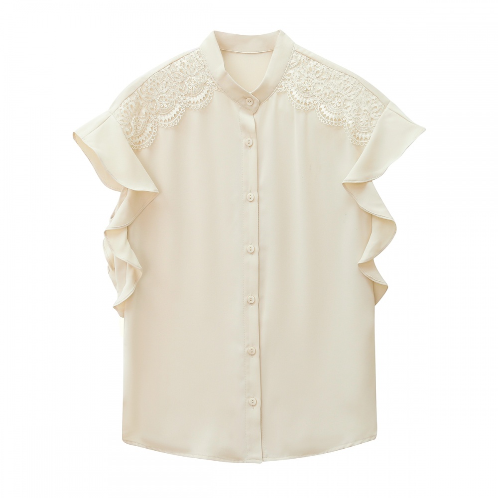 Temperament summer small shirt beautiful lace chiffon shirt