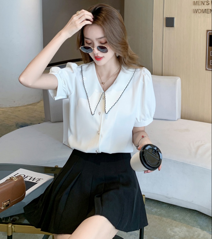 Chiffon Korean style shirt minority doll collar tops