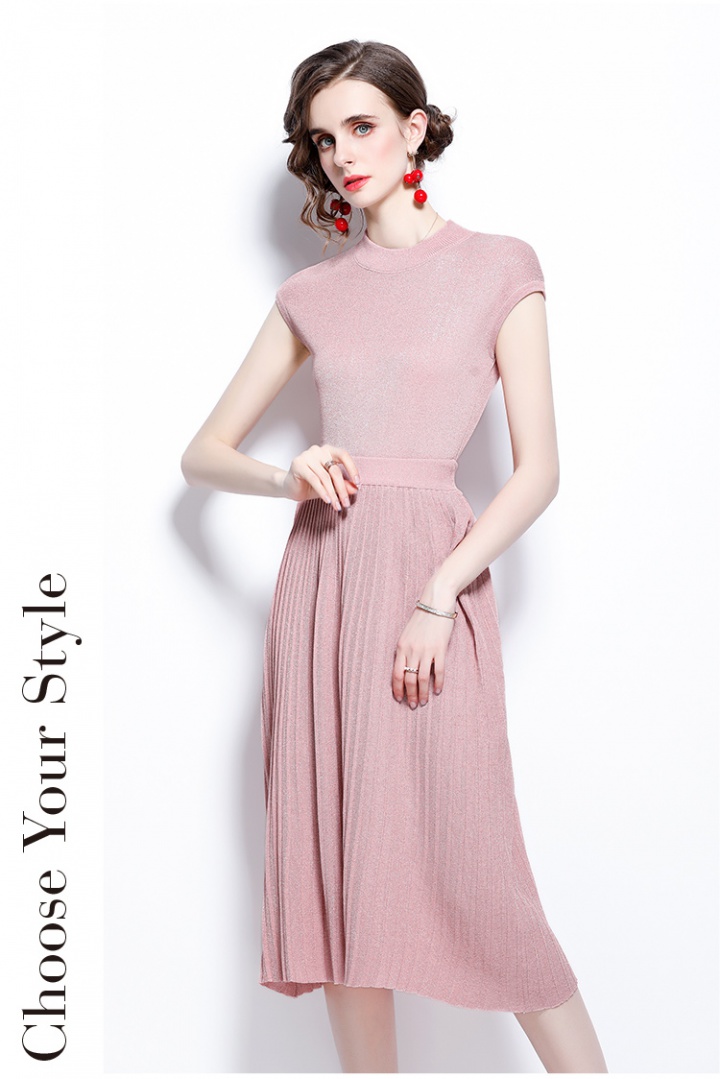 Summer knitted skirt sleeveless fashion tops 2pcs set