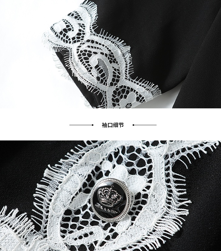 Clipping lace slim stereoscopic lapel splice dress