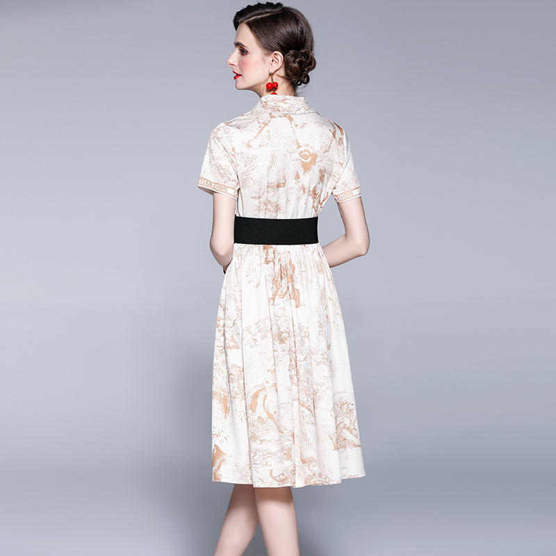 Printing digital long dress big skirt dress for women