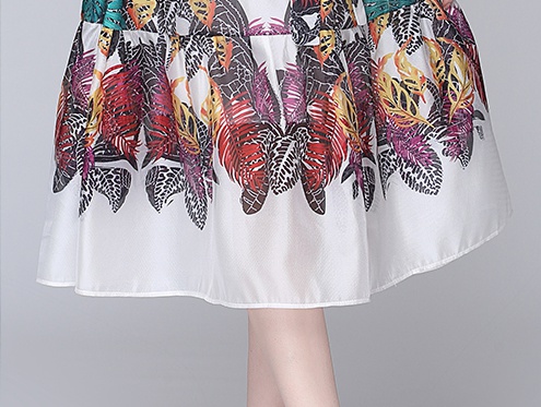 Leaves lotus leaf edges big skirt pinched waist dress