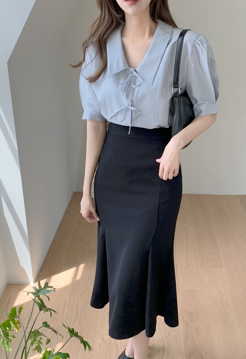 Short sleeve pure Korean style sweet bow summer shirt