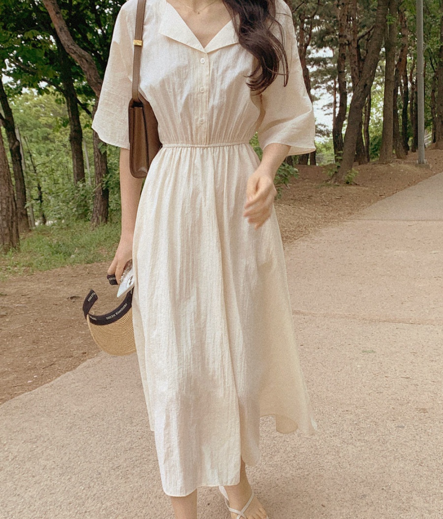 Slim Korean style pure summer France style dress