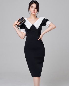 Korean style temperament doll collar lapel slim dress
