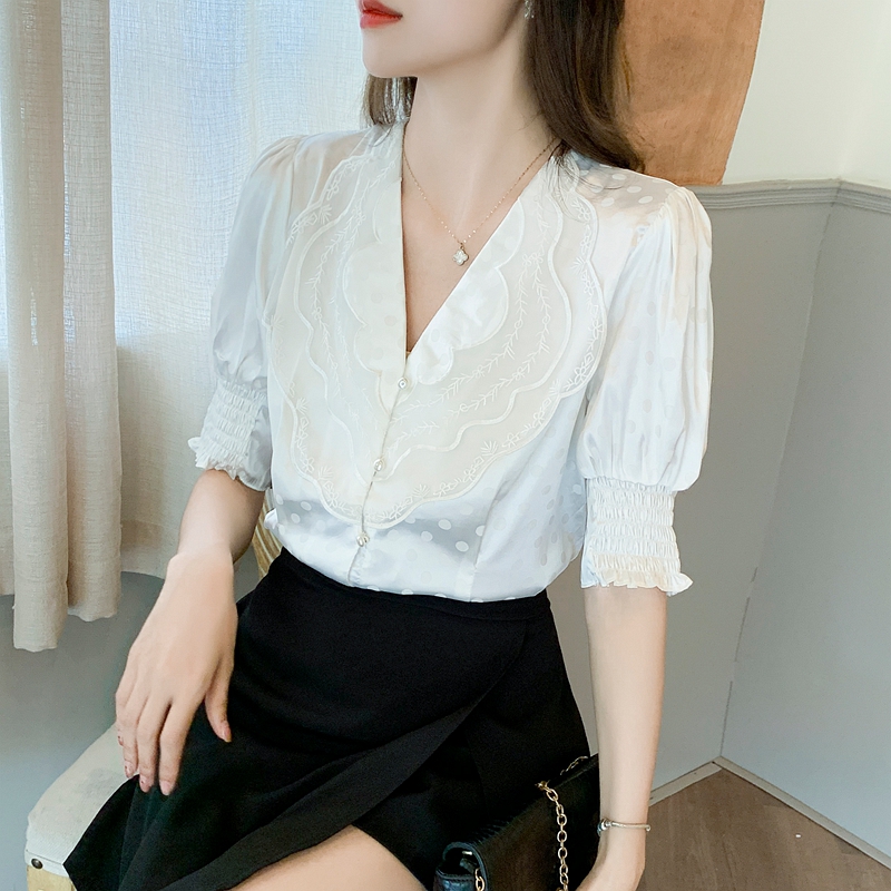 Korean style lace shirt summer France style tops