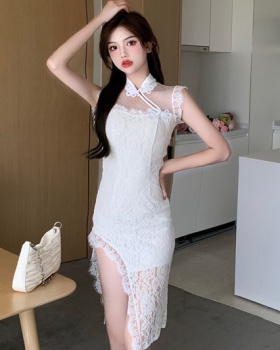 Split slim lace dress summer sexy cheongsam