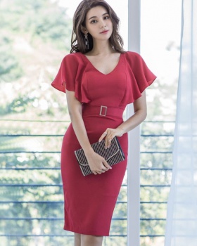 Ladies temperament V-neck Korean style sexy slim dress