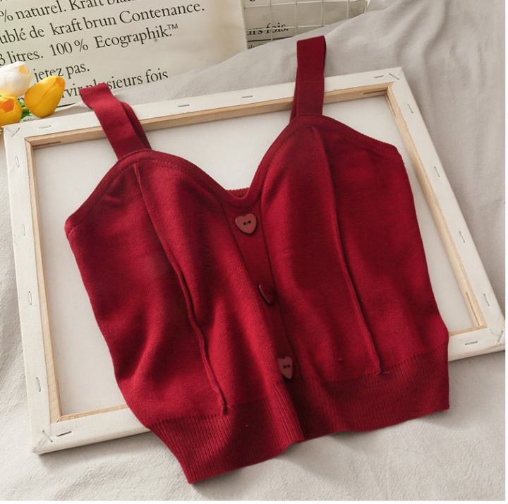 Maiden heart knitted sweater sling slim vest for women