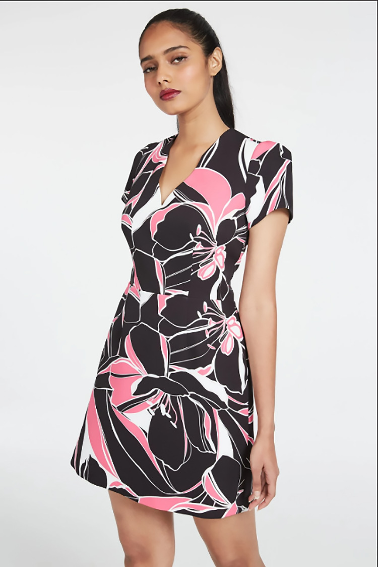 Printing short sleeve fashion slim dress