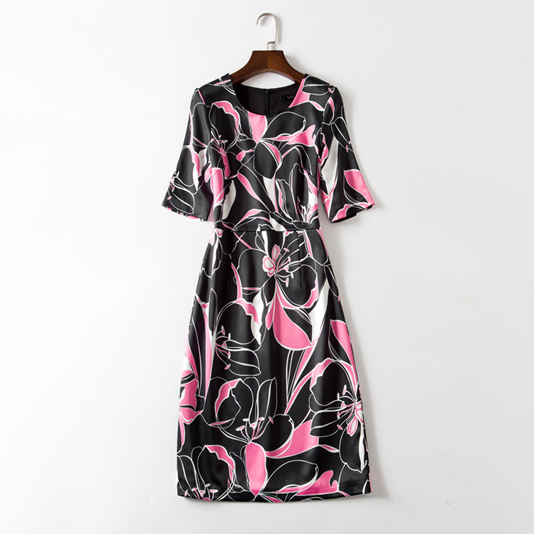 Printing short sleeve fashion slim dress