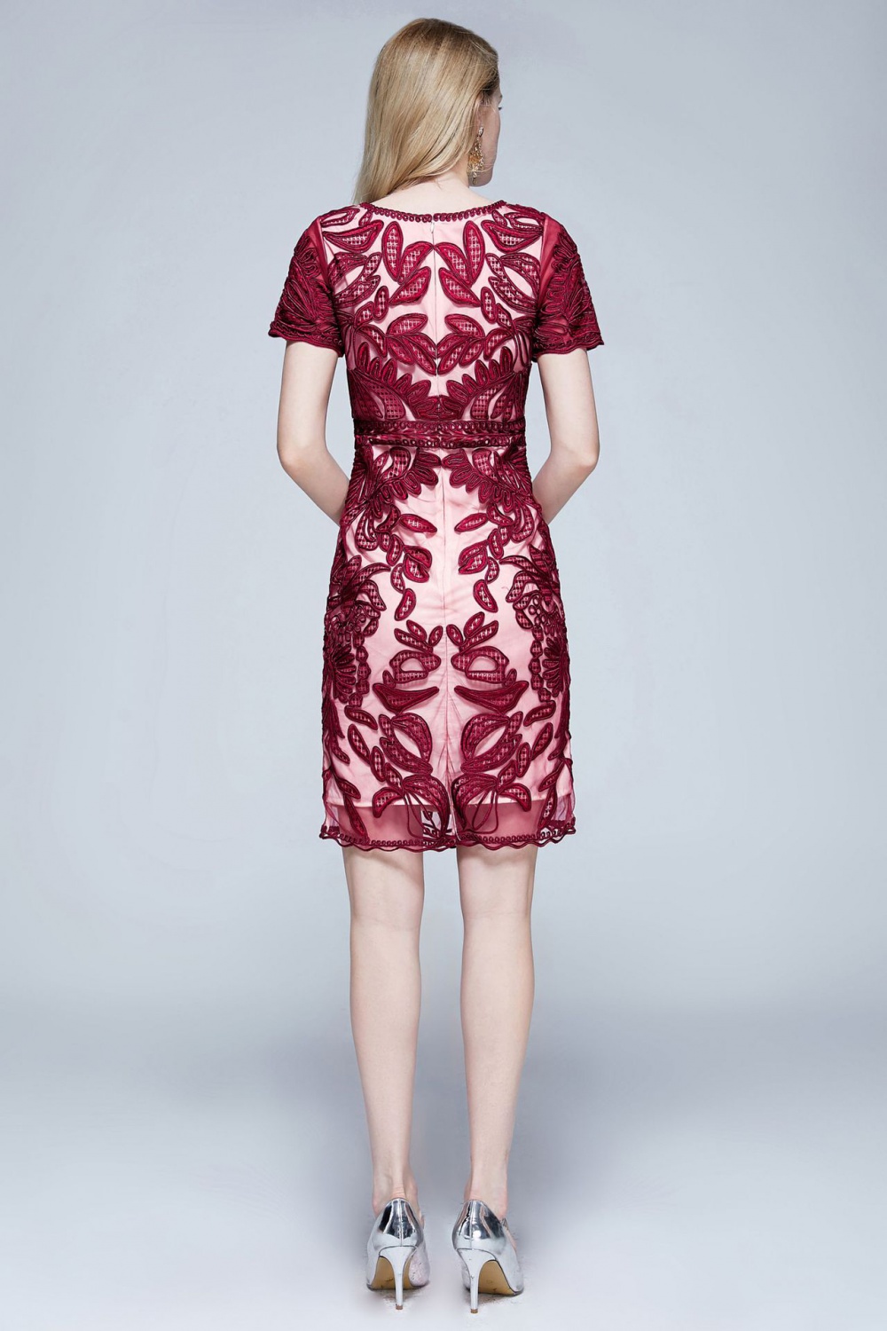 Elegant gauze disk flowers embroidery dress for women
