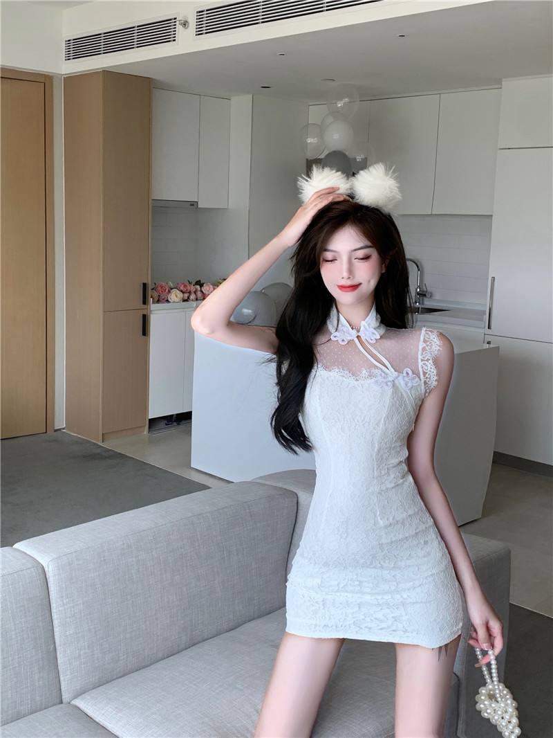 Sexy lace dress slim cheongsam