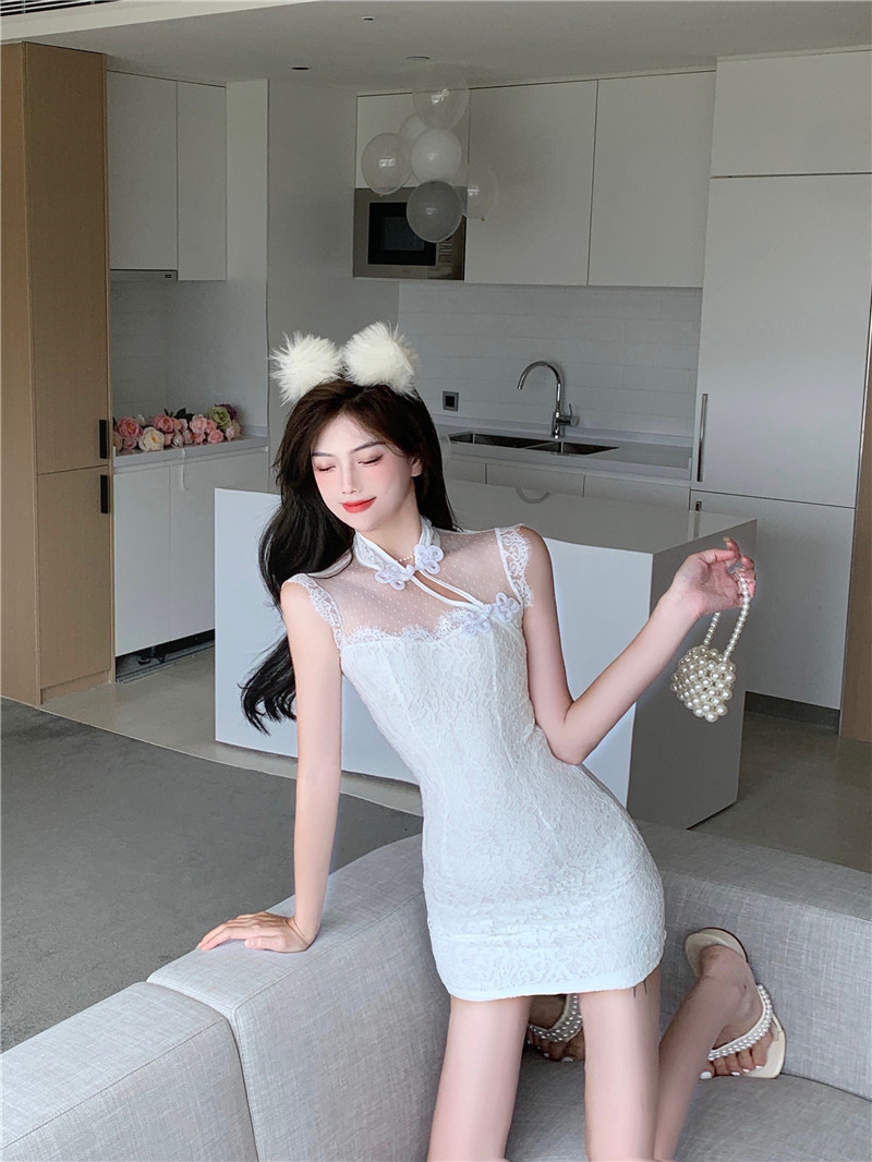 Sexy lace dress slim cheongsam