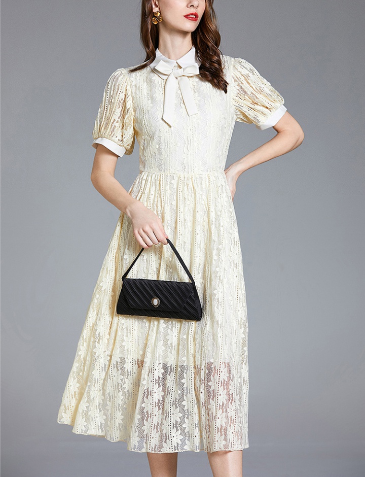 Lace summer slim France style hollow dress for women