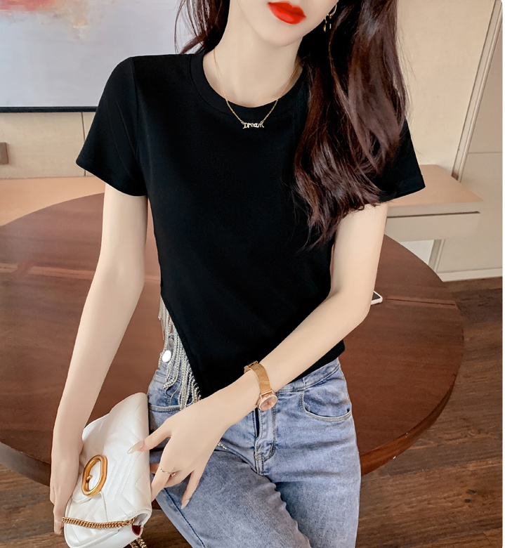 Short sleeve Korean style tops chain irregular T-shirt