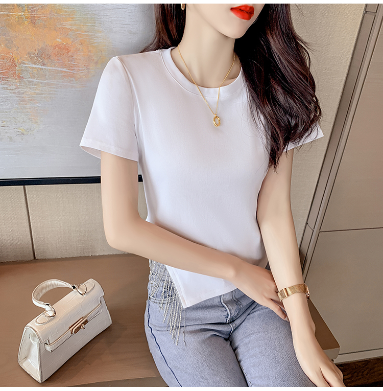 Short sleeve Korean style tops chain irregular T-shirt