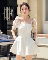 Puff sleeve lace jumpsuit white summer shorts