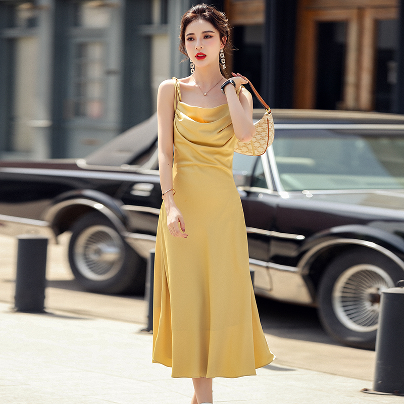 Summer temperament long dress sling dress for women