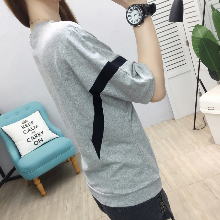 Round neck bat sleeve pure cotton fashion T-shirt for women