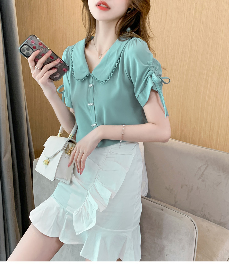 Western style short sleeve tops temperament Cover belly shirt