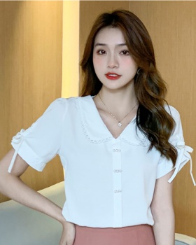 Western style short sleeve tops temperament Cover belly shirt