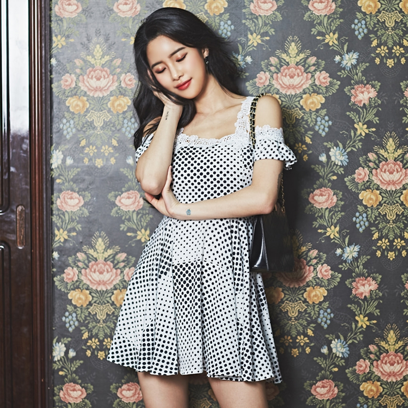 Polka dot sling summer bottoming Korean style dress