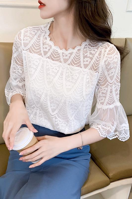 Western style summer hollow shirts lace minority tops