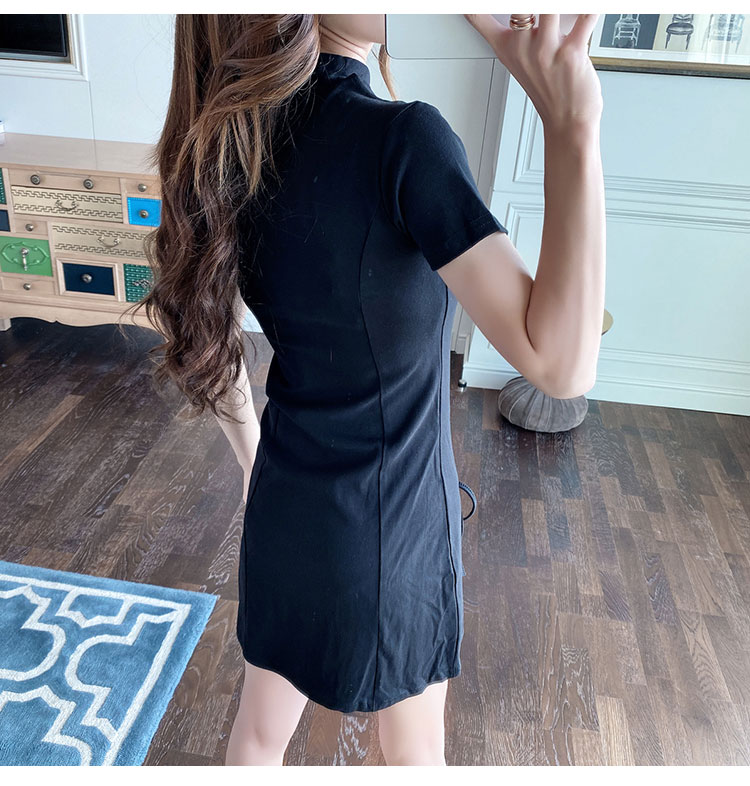 Split sexy T-back spicegirl pinched waist dress