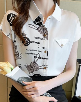 Temperament fashion tops printing summer shirt for women