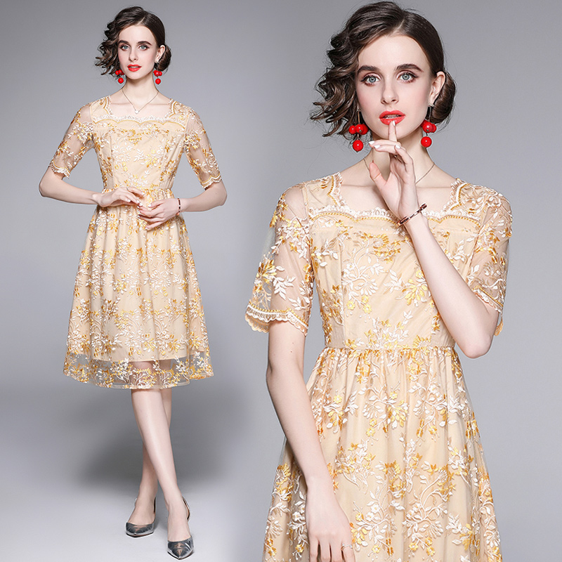Temperament ladies embroidery European style dress for women