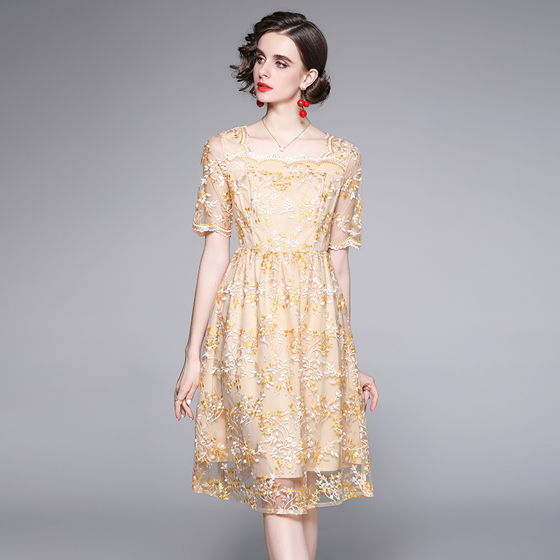 Temperament ladies embroidery European style dress for women