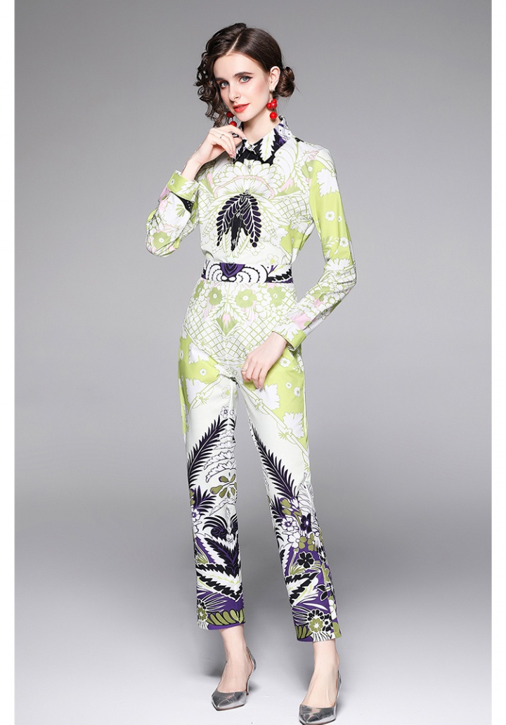 Printing European style pants fashion shirt 2pcs set