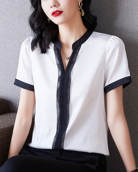 Real silk white shirt V-neck business suit for women