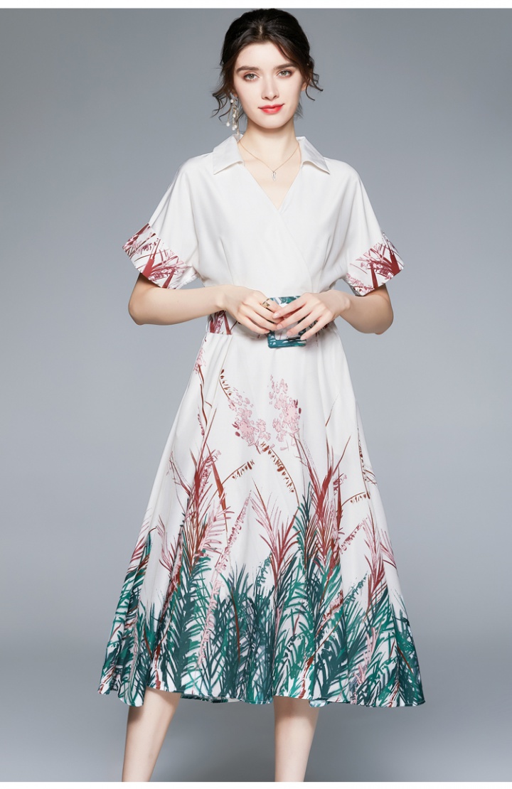 Catwalk summer short sleeve printing fashion dress