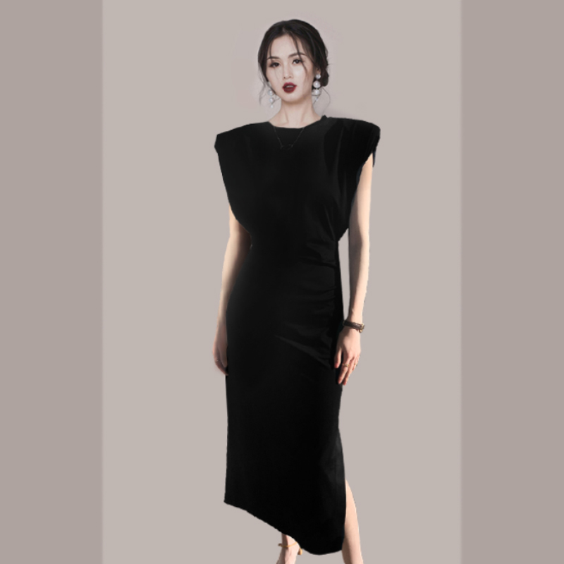 Pinched waist temperament Korean style slim light dress