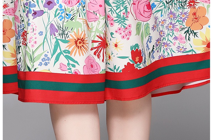 Slim pinched waist printing all-match fashion dress