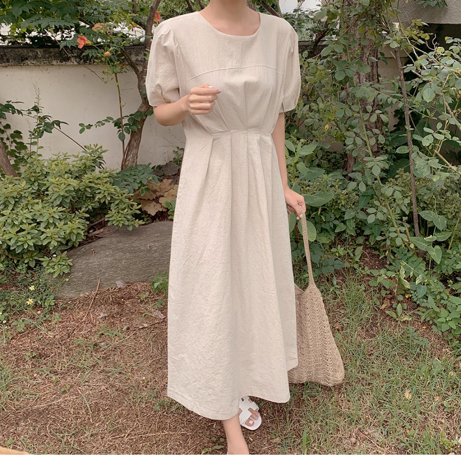 Pure minimalist long Korean style frenum dress