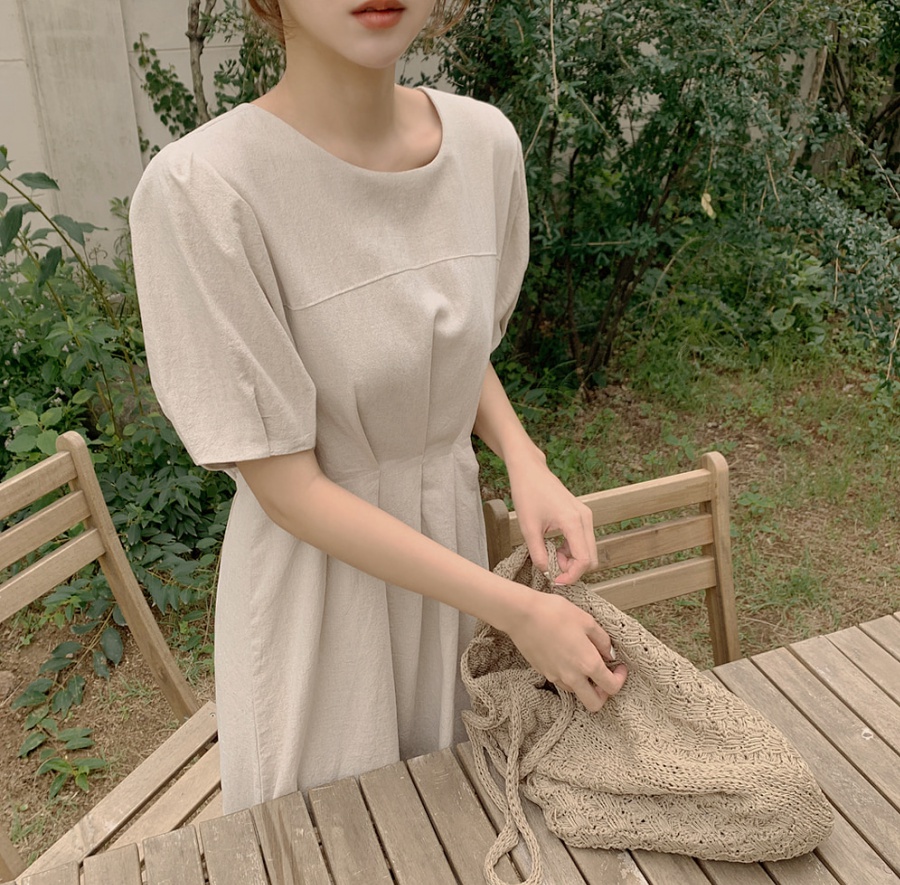 Pure minimalist long Korean style frenum dress