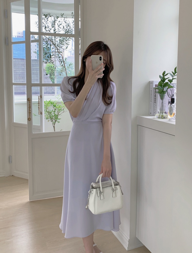 Pure elegant Korean style chiffon long temperament dress