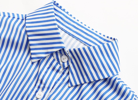 Blue boats sleeve European style stripe shirt